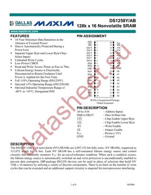 DS1258AB-100 datasheet  